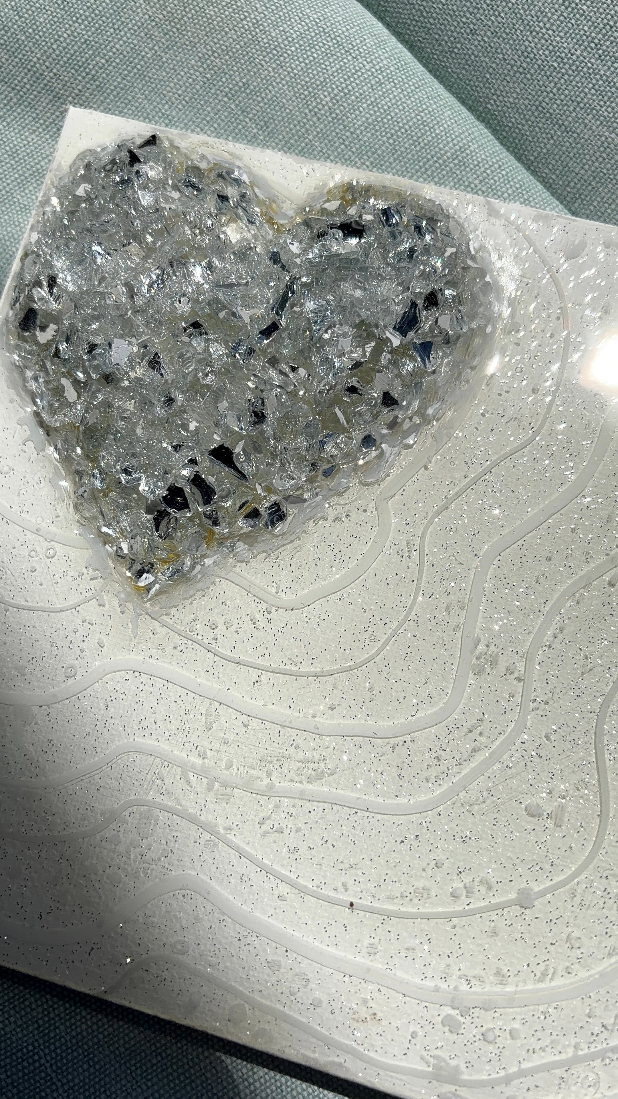 Shimmering Glass Heart on Canvas